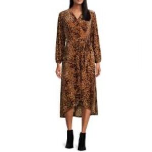 NWT - Nurture by Westbound Faux Wrap, Animal Print, Hi-Low. Long Sleeve Dress